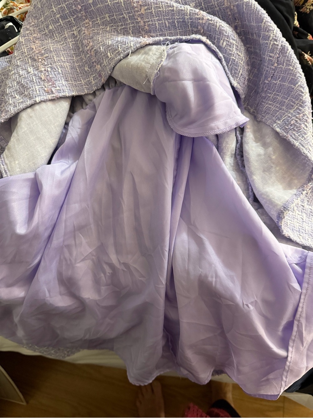 English Factory Lavender Tweed Dress with Puff Sleeves - Picture 10 of 10
